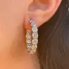 6ct Round Cut White Sapphire Hoop Earrings in Sterling Silver