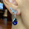 Glamorous Wing Pear Cut Sapphire Drop Earrings