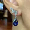 Glamorous Wing Pear Cut Sapphire Drop Earrings