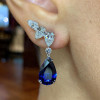 Glamorous Wing Pear Cut Sapphire Drop Earrings