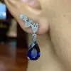 Glamorous Wing Pear Cut Sapphire Drop Earrings