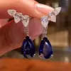 Glamorous Wing Pear Cut Sapphire Drop Earrings