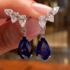 Glamorous Wing Pear Cut Sapphire Drop Earrings