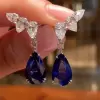 Glamorous Wing Pear Cut Sapphire Drop Earrings