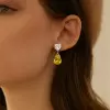 8ctw Pear Cut Yellow Sapphire Drop Earrings
