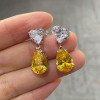8ctw Pear Cut Yellow Sapphire Drop Earrings