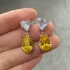 8ctw Pear Cut Yellow Sapphire Drop Earrings