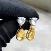 8ctw Pear Cut Yellow Sapphire Drop Earrings