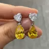 8ctw Pear Cut Yellow Sapphire Drop Earrings