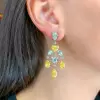 Yellow & White Sapphire Chandelier Statement Earrings