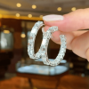 13.22ct Emerald Cut White Sapphire Hoop Earrings