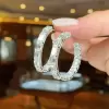 13.22ct Emerald Cut White Sapphire Hoop Earrings