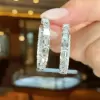 13.22ct Emerald Cut White Sapphire Hoop Earrings