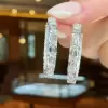 13.22ct Emerald Cut White Sapphire Hoop Earrings