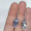 7.6ctw Marquise Cut White Sapphire Drop Earrings