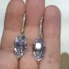 7.6ctw Marquise Cut White Sapphire Drop Earrings