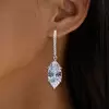 7.6ctw Marquise Cut White Sapphire Drop Earrings