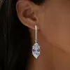 7.6ctw Marquise Cut White Sapphire Drop Earrings