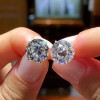 2ct European Cut White Sapphire Stud Earrings