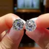 2ct European Cut White Sapphire Stud Earrings