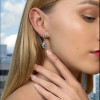 7ctw Pink Halo Blue Sapphire Earrings in Rose Gold