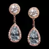 7ctw Pink Halo Blue Sapphire Earrings in Rose Gold