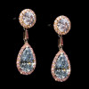 7ctw Pink Halo Blue Sapphire Earrings in Rose Gold
