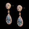 7ctw Pink Halo Blue Sapphire Earrings in Rose Gold
