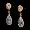 7ctw Pink Halo Blue Sapphire Earrings in Rose Gold