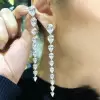 5.75ct Pear Cut White Sapphire Drop Earrings