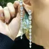 5.75ct Pear Cut White Sapphire Drop Earrings