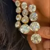 11.5 Round Cut White Sapphire Drop Earrings in Gold