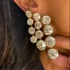 11.5 Round Cut White Sapphire Drop Earrings in Gold