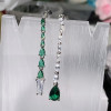 3.95ct Mismatch Shield Cut Emeralds White Sapphire Drop Earrings