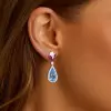 Nature-Inspired Halo Pear Cut Lotus Drop Earrings