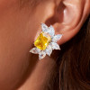 7ctw Radiant Cut Yellow Sapphire Cluster Stud Earrings