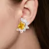 7ctw Radiant Cut Yellow Sapphire Cluster Stud Earrings