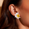 7ctw Radiant Cut Yellow Sapphire Cluster Stud Earrings