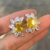 Radiant Cut Yellow Sapphire Cluster Stud Earrings