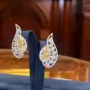 Vintage Yellow Sapphire Wings Stud Earrings