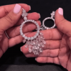 Round Brilliant And Pear Cut Gypsy Style Hoop Earrings