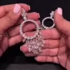 Round Brilliant And Pear Cut Gypsy Style Hoop Earrings