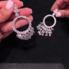 Round Brilliant And Pear Cut Gypsy Style Hoop Earrings