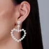 Heart Cut White Sapphire Drop Earrings