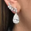 Pear Cut White Sapphire Drop Earrings