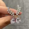 Pear Cut White Sapphire Drop Earrings
