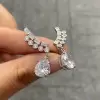 Pear Cut White Sapphire Drop Earrings