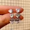 7ctw Three Heart White Sapphire Dangle Earrings