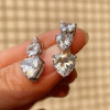 7ctw Three Heart White Sapphire Dangle Earrings
