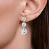 6.5ctw Round Cut White Sapphire Drop Earrings